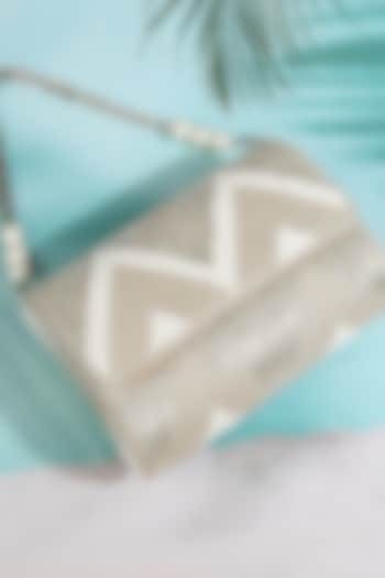 Silver Silk Hand Embroidered Clutch by A Clutch Story at Pernia's Pop Up Shop