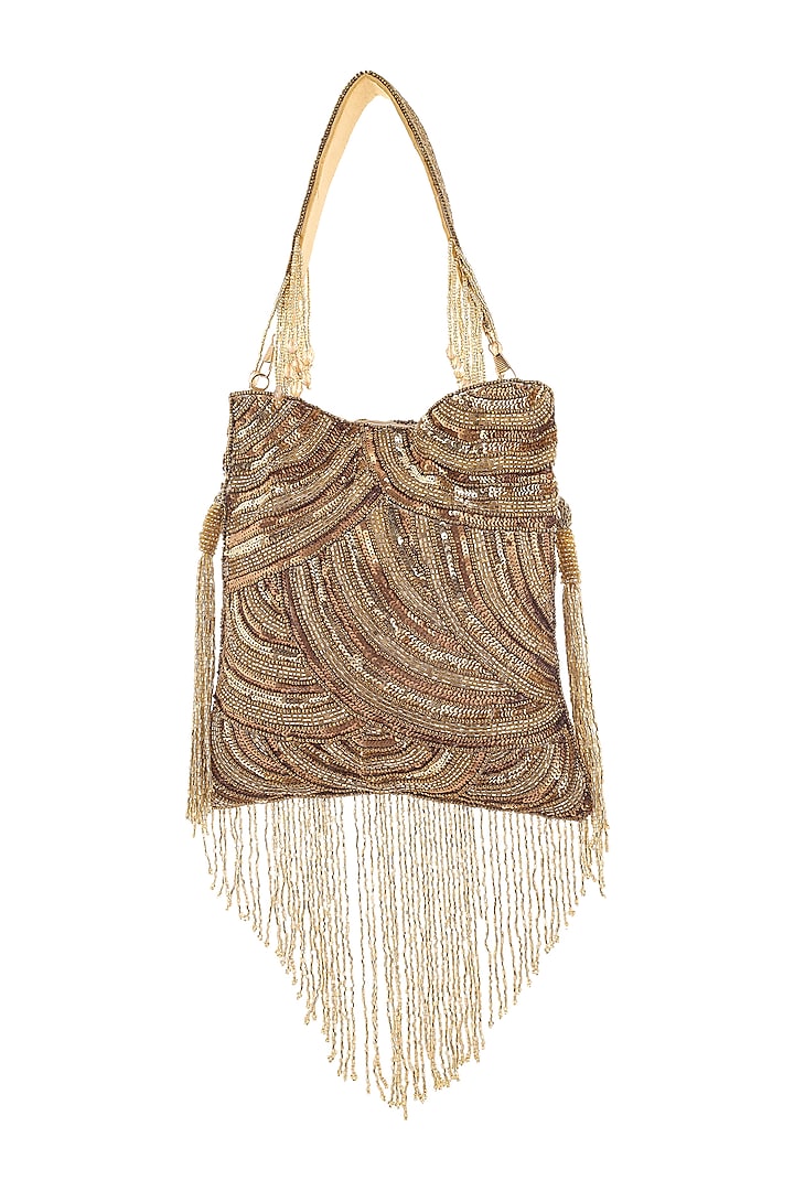 Antique Gold Sequins Hand Embroidered Potli by A Clutch Story at Pernia's Pop Up Shop