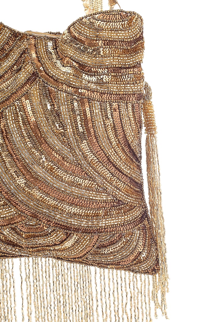 Antique Gold Sequins Hand Embroidered Potli by A Clutch Story at Pernia's Pop Up Shop