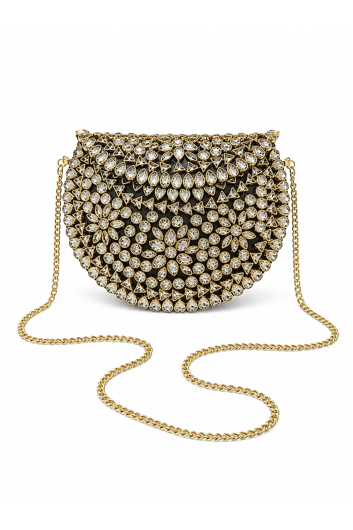 Silver Metal Rhinestone Embellished Clutch by A Clutch Story at Pernia's Pop Up Shop