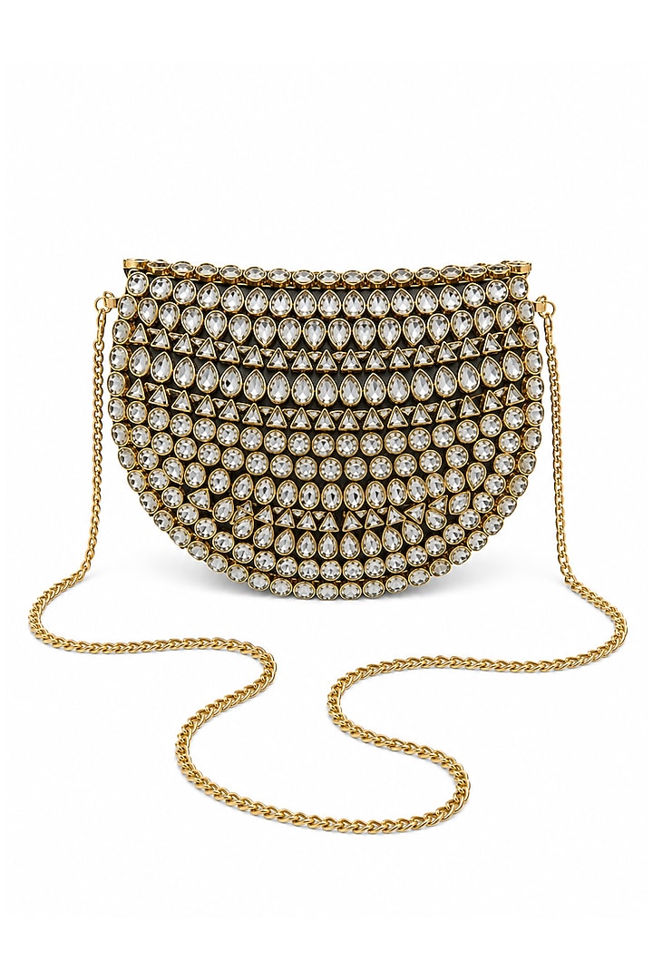 Silver Metal Rhinestone Embellished Clutch by A Clutch Story at Pernia's Pop Up Shop