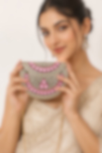 Pink Metal Rhinestone Embellished Clutch by A Clutch Story at Pernia's Pop Up Shop