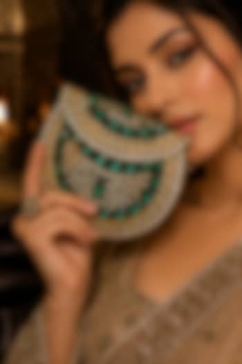 Green Metal Rhinestone Embellished Clutch by A Clutch Story at Pernia's Pop Up Shop