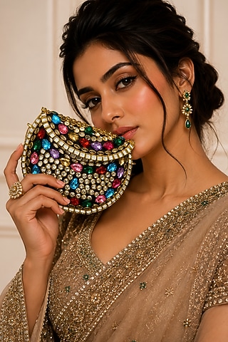 Multi-Colored Metal Rhinestone Embellished Clutch by A Clutch Story