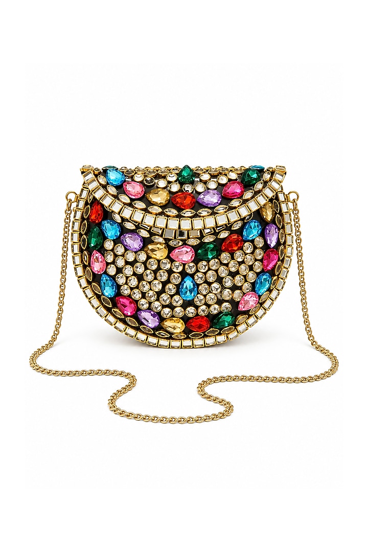 Multi-Colored Metal Rhinestone Embellished Clutch by A Clutch Story at Pernia's Pop Up Shop