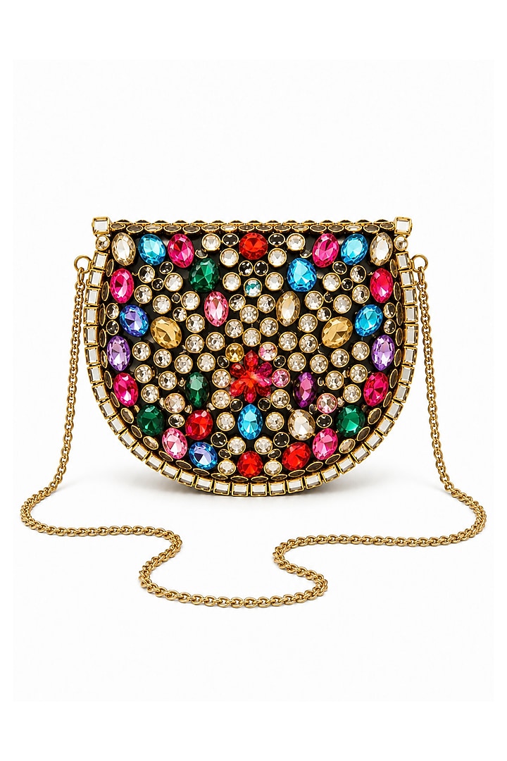 Multi-Colored Metal Rhinestone Embellished Clutch by A Clutch Story at Pernia's Pop Up Shop