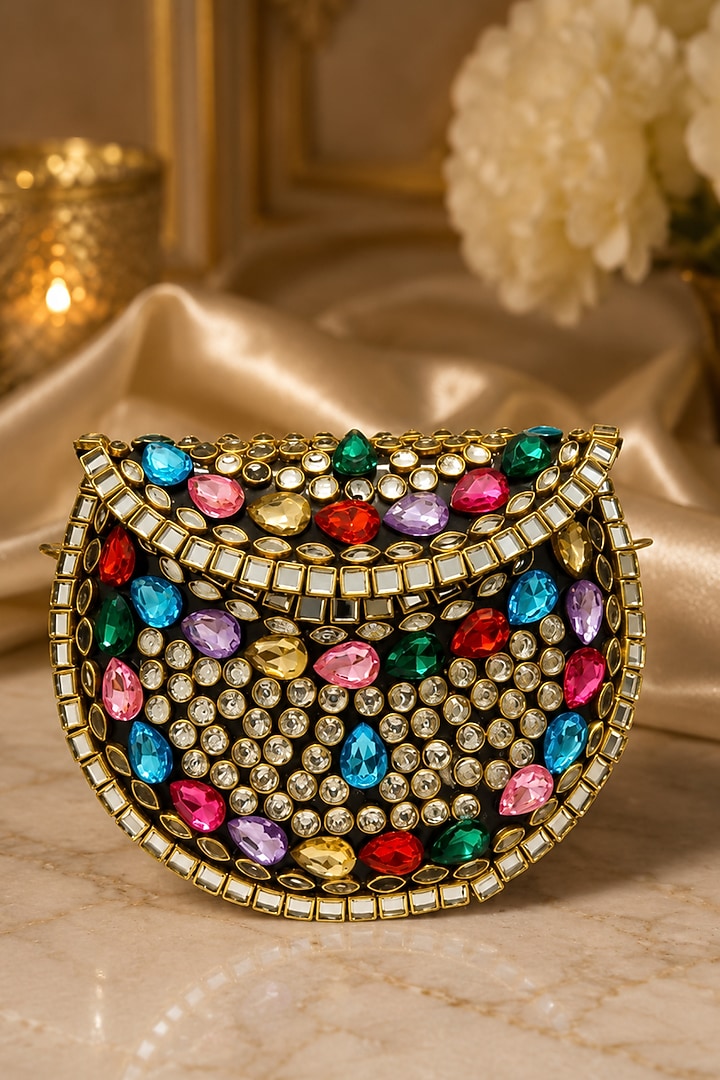 Multi-Colored Metal Rhinestone Embellished Clutch by A Clutch Story at Pernia's Pop Up Shop