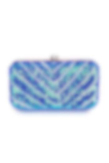 Blue Sequins Hand Embroidered Clutch by A Clutch Story