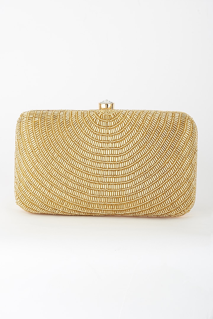 Gold Hand Embroidered Clutch by A Clutch Story