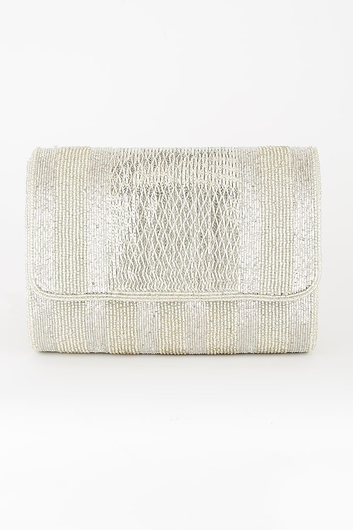 Silver Hand Embroidered Clutch  by A Clutch Story