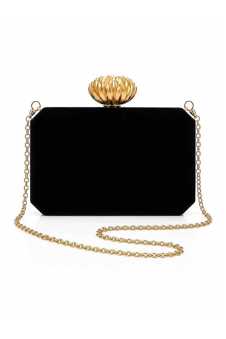 Black Resin Floral Embellished Clutch by A Clutch Story at Pernia's Pop Up Shop