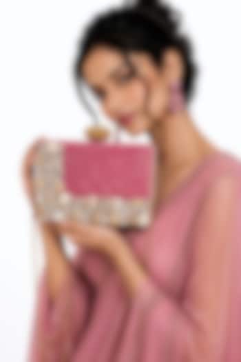 Pink Resin Floral & Pearl Embellished Clutch by A Clutch Story at Pernia's Pop Up Shop