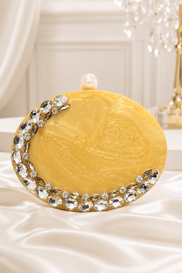 Yellow Resin Crystal Embellished Clutch by A Clutch Story at Pernia's Pop Up Shop