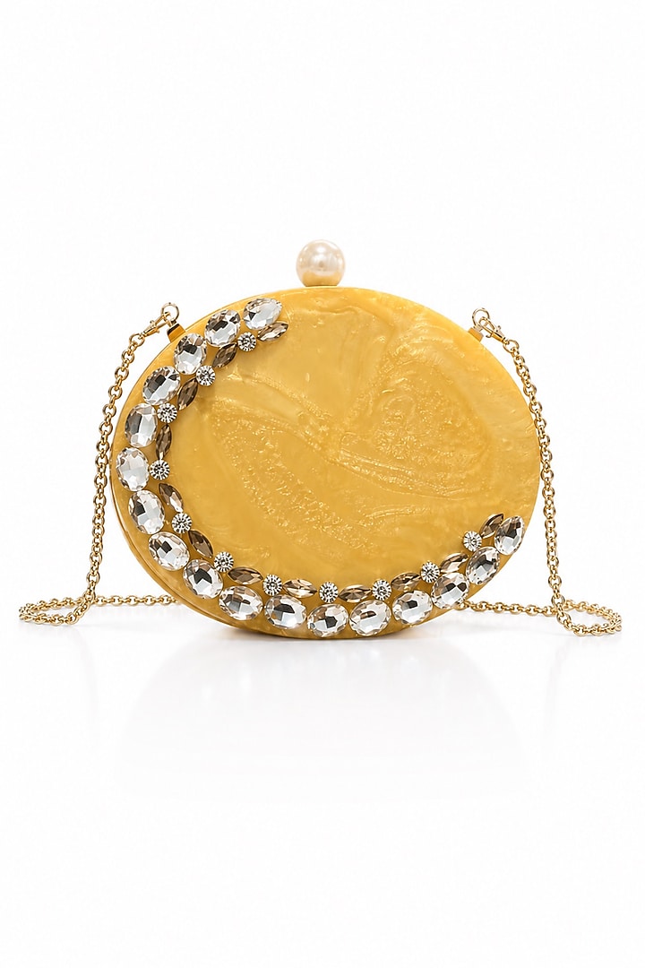 Yellow Resin Crystal Embellished Clutch by A Clutch Story at Pernia's Pop Up Shop