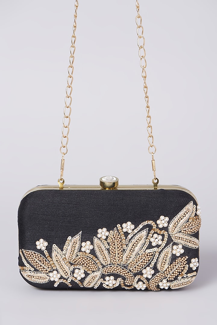 Black Silk Leaf Clutch by A Clutch Story at Pernia's Pop Up Shop