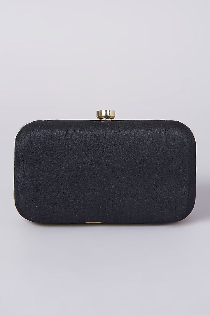 Black Silk Zardosi Dabka Hand Embroidered Clutch by A Clutch Story at Pernia's Pop Up Shop
