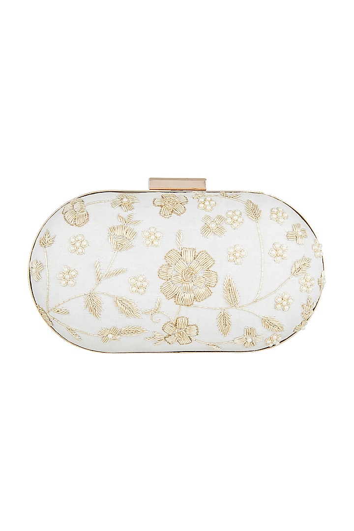 Off White Floral Capsule Clutch by A Clutch Story