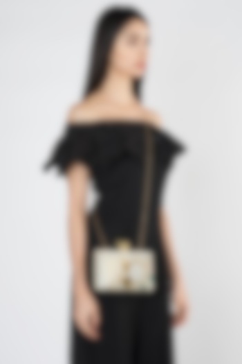 Off White Embellished Box Clutch by A Clutch Story at Pernia's Pop Up Shop