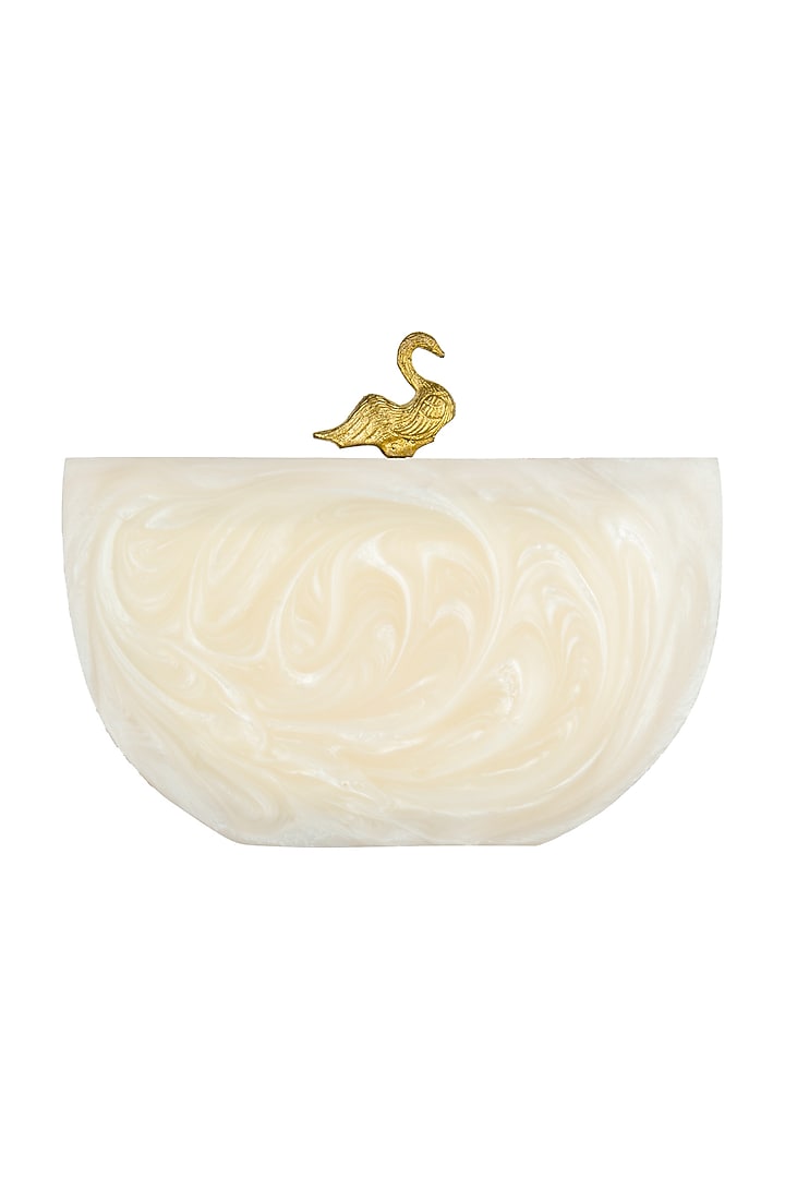 Off White Embellished Clutch by A Clutch Story at Pernia's Pop Up Shop