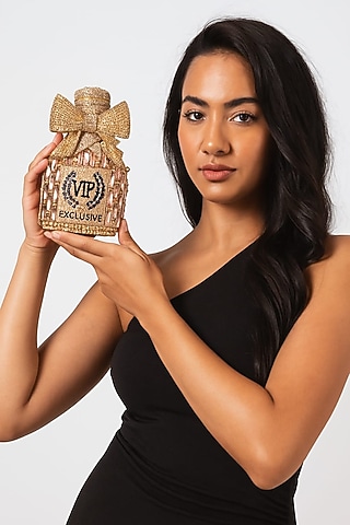 Rose Gold Diamond Rhinestone Champagne Clutch by A Clutch Story