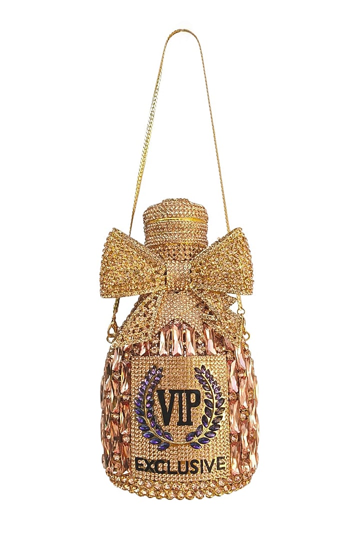 Rose Gold Diamond Rhinestone Champagne Clutch by A Clutch Story at Pernia's Pop Up Shop