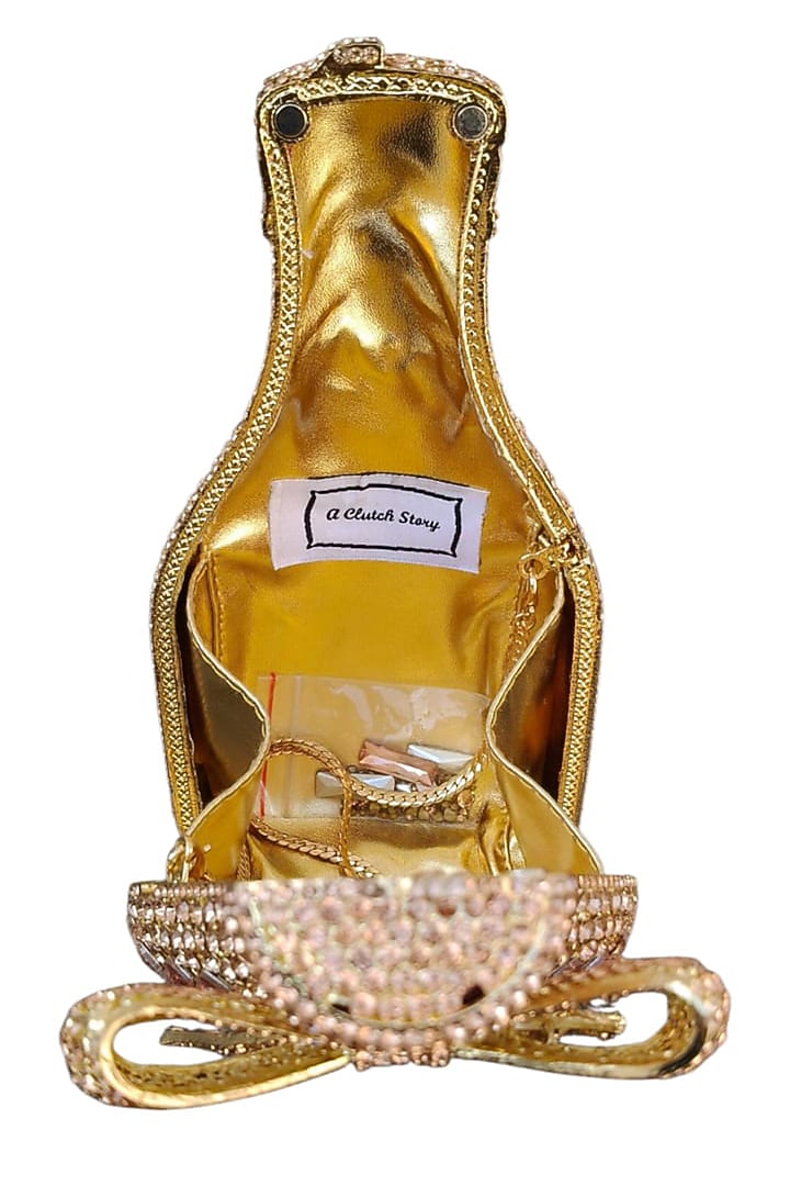 Rose Gold Diamond Rhinestone Champagne Clutch by A Clutch Story at Pernia's Pop Up Shop