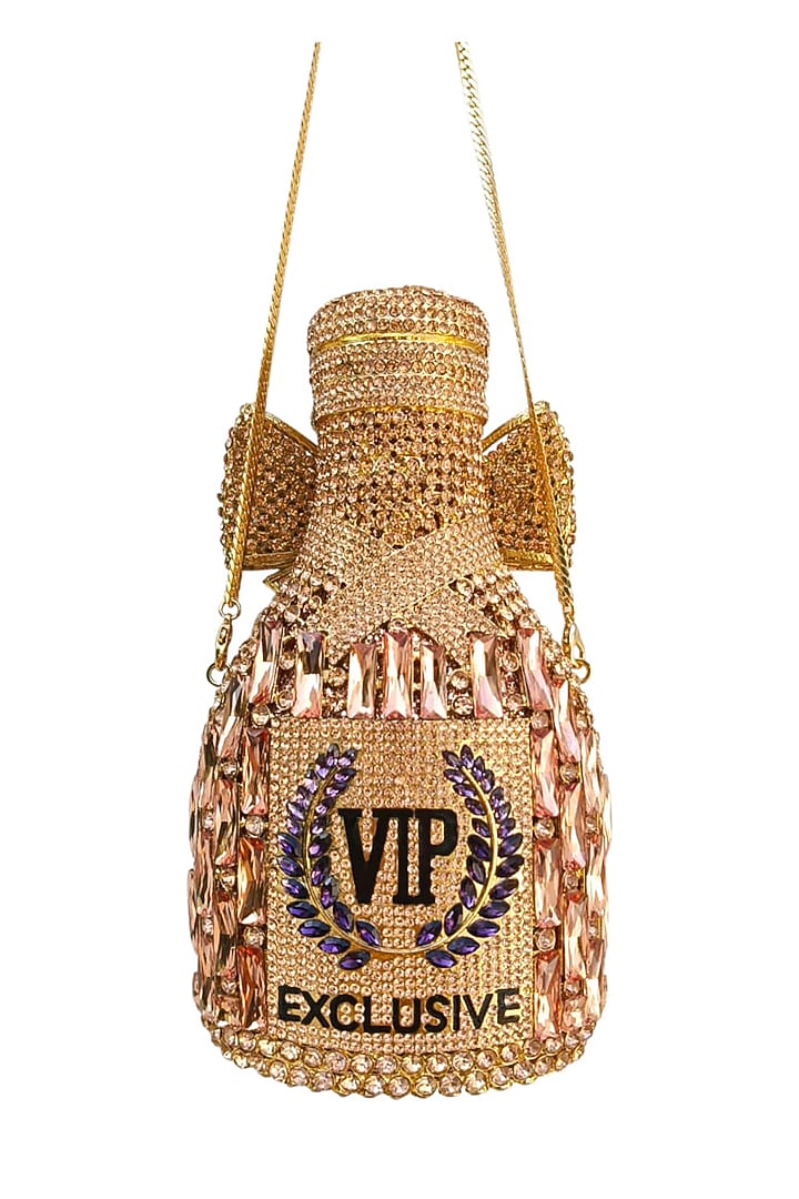Rose Gold Diamond Rhinestone Champagne Clutch by A Clutch Story at Pernia's Pop Up Shop