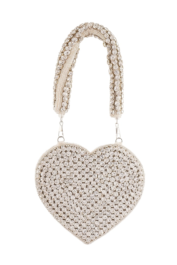 Silver Diamond Rhinestone Heart Shaped Clutch by A Clutch Story at Pernia's Pop Up Shop