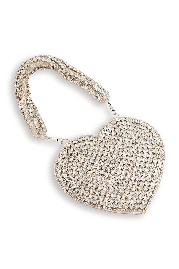 Silver Diamond Rhinestone Heart Shaped Clutch by A Clutch Story at Pernia's Pop Up Shop