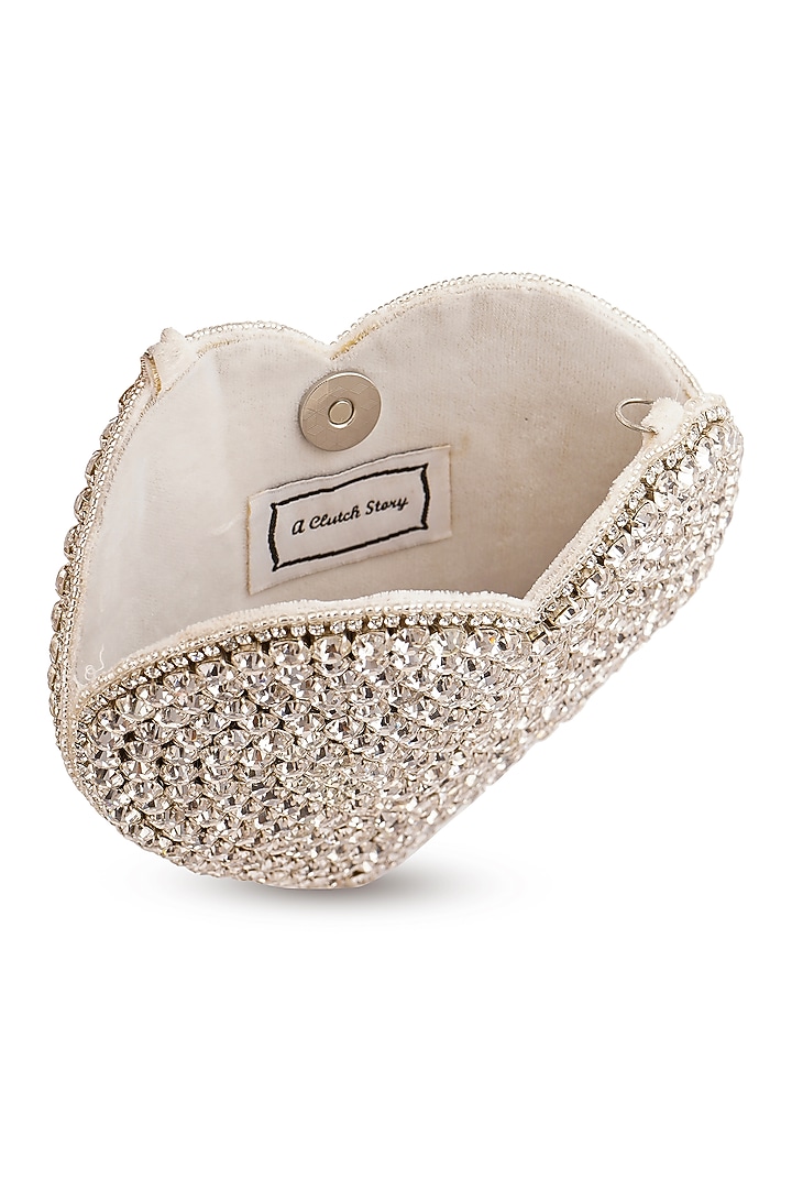 Silver Diamond Rhinestone Heart Shaped Clutch by A Clutch Story at Pernia's Pop Up Shop