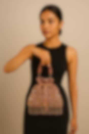 Dusty Pink Suede Beads Hand Embroidered Potli by A Clutch Story at Pernia's Pop Up Shop