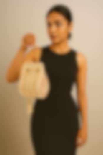 Gold Suede Pearl Embellished Clutch by A Clutch Story at Pernia's Pop Up Shop