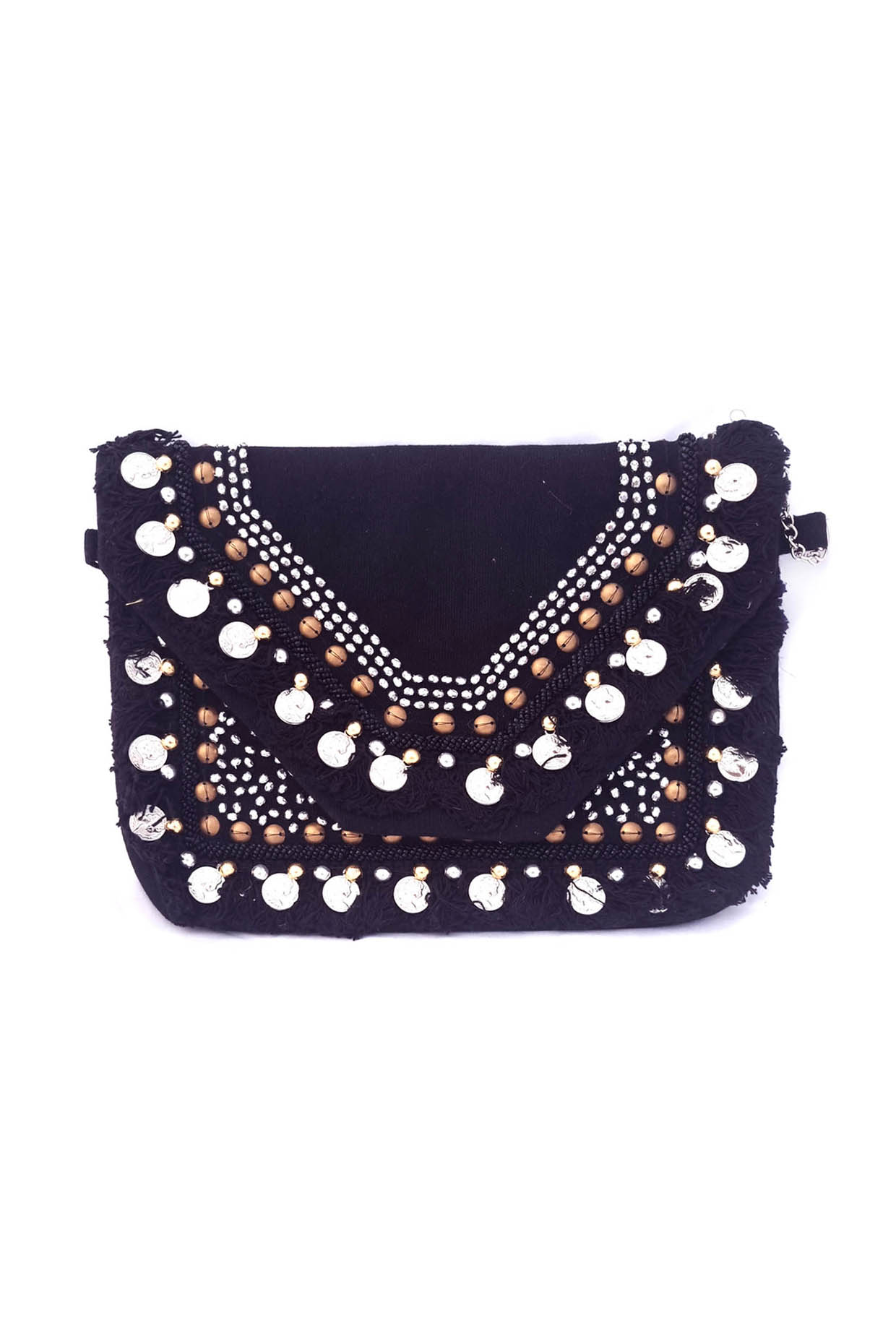 Black embellished best sale clutch bag