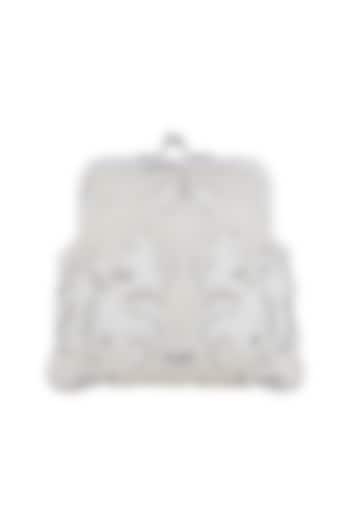 Ivory Embroidered Resham Clutch by Clutch'D
