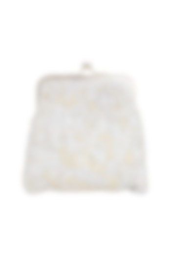 Ivory Embroidered Floral Clutch by Clutch'D at Pernia's Pop Up Shop