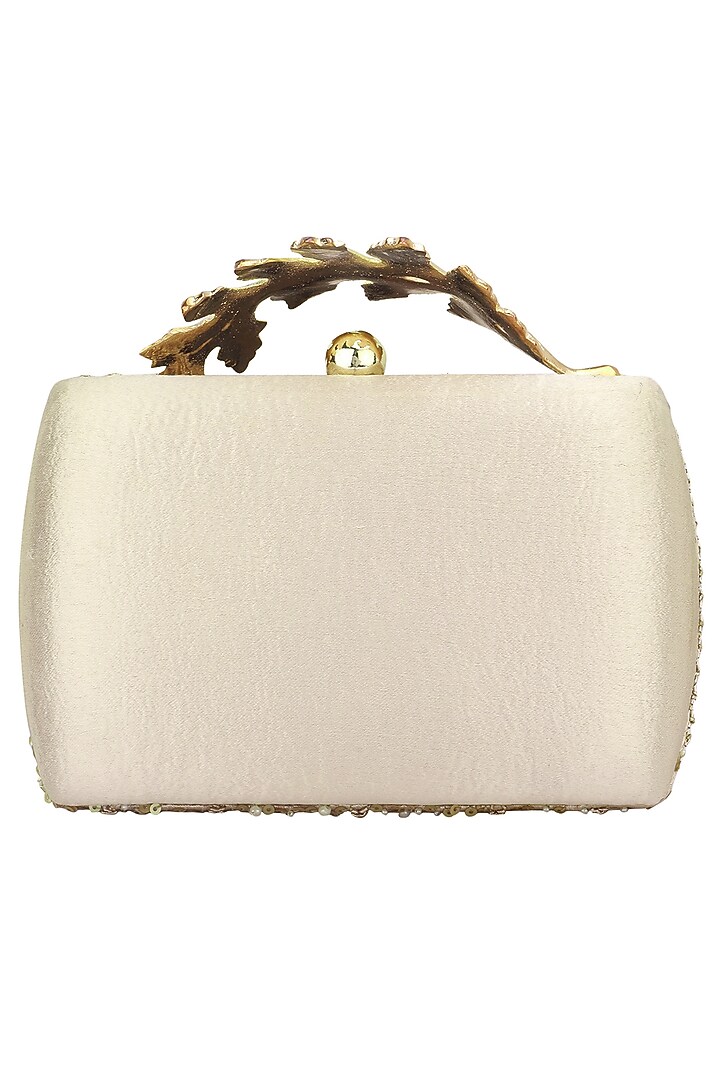 Gold sequins and pearl work box clutch available only at Pernia's Pop Up Shop.