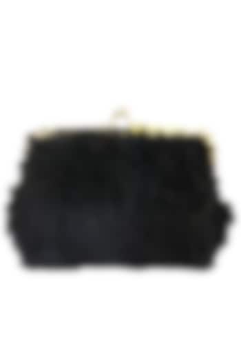 Black Soft Furr Bag/Pouch by Clutch'D