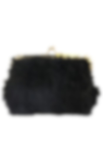 Black soft furr bag/pouch available only at Pernia's Pop Up Shop.