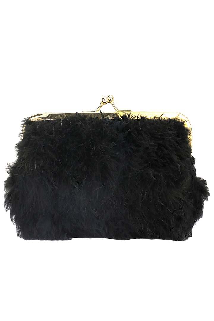 Black soft furr bag/pouch available only at Pernia's Pop Up Shop.
