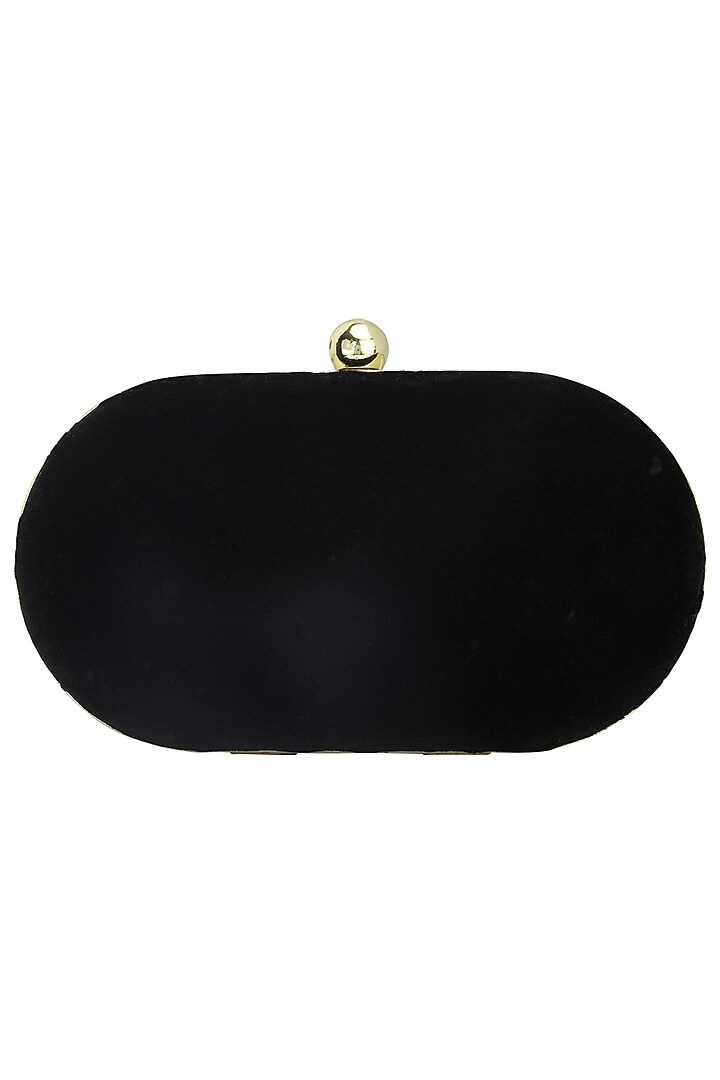 Black net flowers and zardozi work box clutch available only at Pernia's Pop Up Shop.