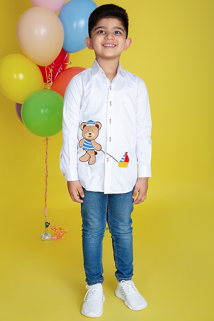 White Embroidered Shirt For Boys by Little Boys Closet