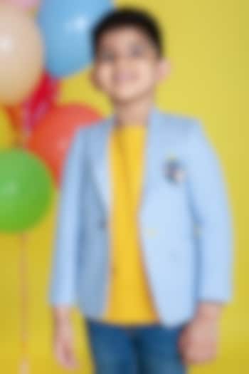 Blue Embroidered Blazer For Boys by Little Boys Closet at Pernia's Pop Up Shop