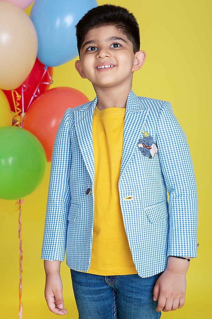 Blue Embroidered Blazer For Boys by Little Boys Closet