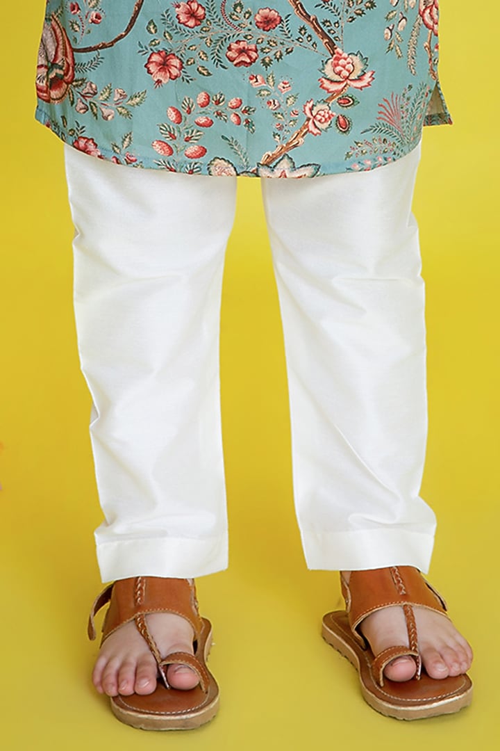 Sea Green Embroidered Kurta Set For Boys by Little Boys Closet at Pernia's Pop Up Shop