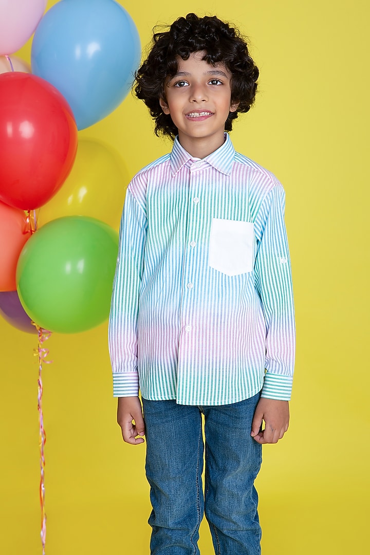 Multi-Coloured Cotton Shirt For Boys by Little Boys Closet at Pernia's Pop Up Shop