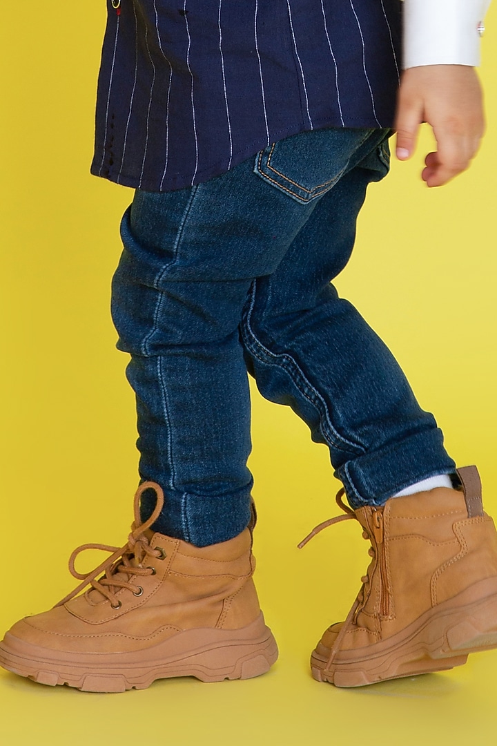 Blue Cotton Embroidered Shirt For Boys by Little Boys Closet at Pernia's Pop Up Shop