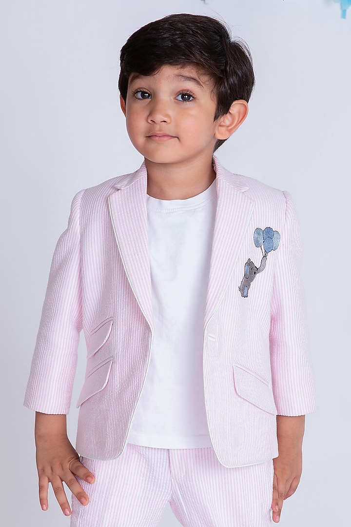 Light Pink Cotton Blazer For Boys by Little Boys Closet at Pernia's Pop Up Shop