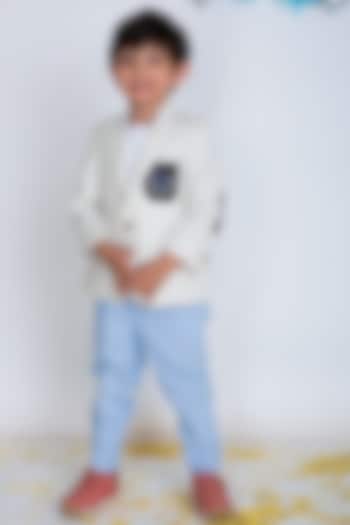 White & Black Suiting Blazer Set For Boys by Little Boys Closet at Pernia's Pop Up Shop