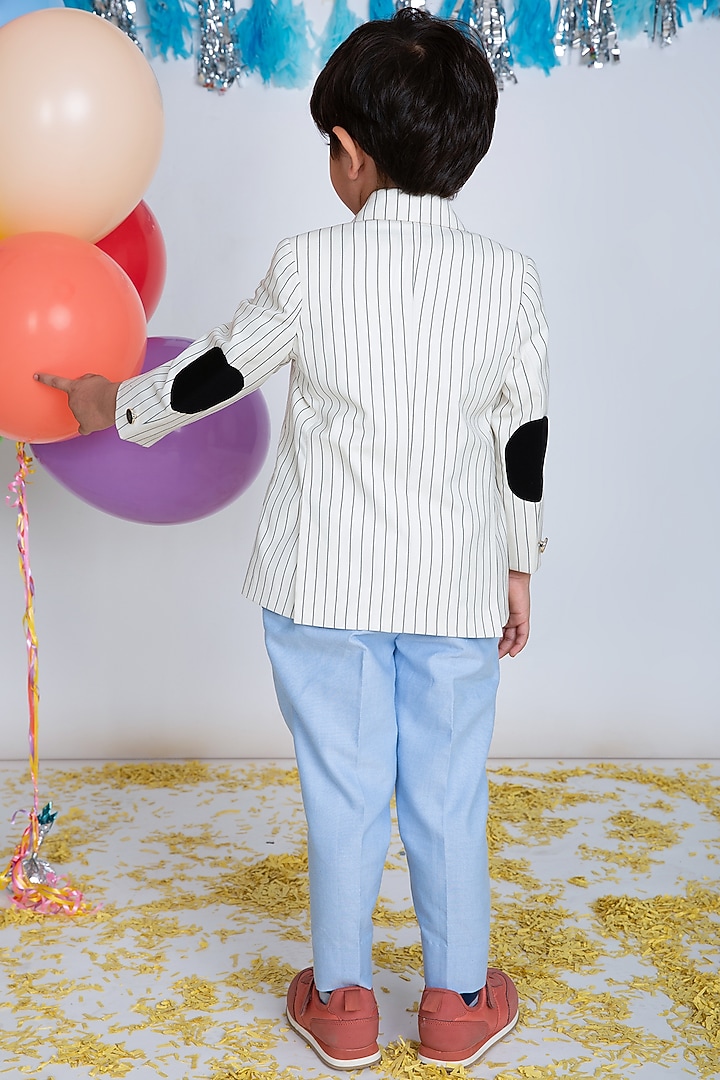 White & Black Suiting Blazer Set For Boys by Little Boys Closet at Pernia's Pop Up Shop