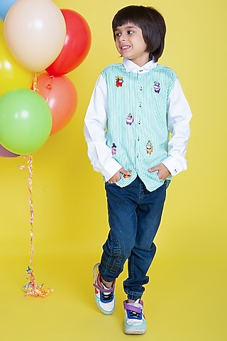 Green Cotton Shirt For Boys by Little Boys Closet